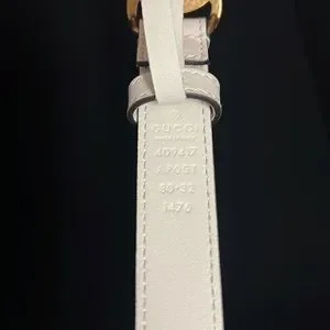 Gucci leather belt with double G buckle cream 80 Gucci Moon Calfskin Pearl Double G 40mm Belt 80 32 Black  main image 4